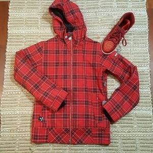 Roxy limited edition plaid hoodie jacket Sz XS